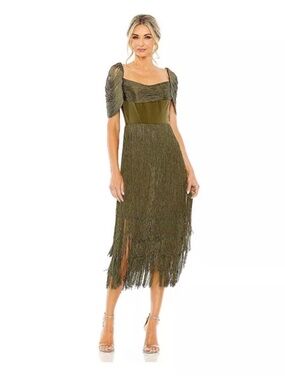 Mac Duggal fringe dress